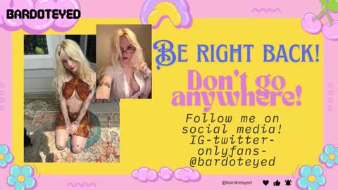 Snapshot of bardoteyed chatting on September 10, 6:09 pm Bardot Eyed online show from September 10, 6:09 pm